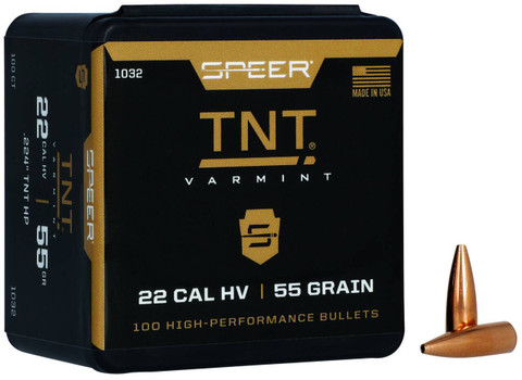 Speer 1032 TNT  22 Cal .224 55 gr Jacket Hollow Point 100 Per Box 5 Case UPC: 076683010322