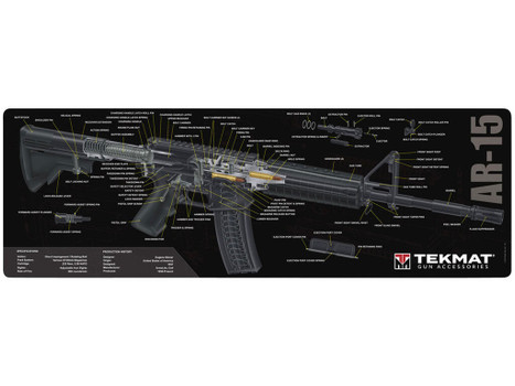 TekMat TEKR36AR15 Cleaning Mat Black/White Rubber 12"x36" AR-15 3D Cutaway