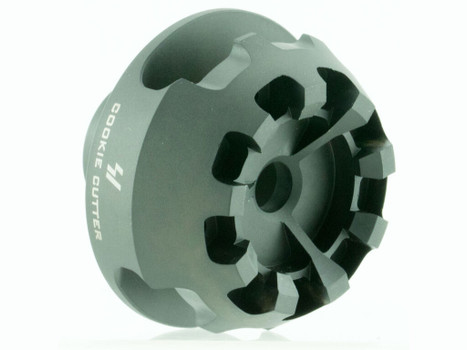 Strike Industries CCCOMP308 Cookie Cutter Comp Black Matte Steel with 5/8"-24 tpi Threads, 1.57" OAL & 0.26" Inside/2.14" Outside Diameter for 308 Win, 7.62x51mm NATO AR-Platform