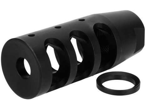 TacFire MZ1002N Compact Compensator Black Nitride Steel with 1/2"-28 tpi Threads & 2.50" OAL for 5.56x45mm NATO AR-15