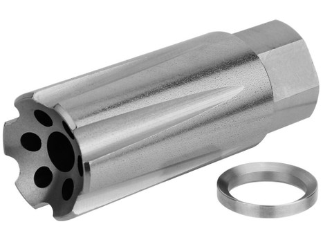 TacFire MZ10209MMSS Linear Compensator Stainless Steel with 1/2"-36 tpi Threads, 2.05" OAL & 0.87" Diameter for 9mm Luger AR-Platform