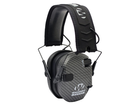 Walker's GWPRSEMCARB Razor Slim Electronic Muff 23 dB Over the Head Carbon Gray/Black Polymer