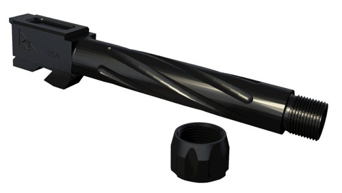 Rival Arms RA20G412A Conversion Barrel  9mm Luger 4.49 Black PVD Finish 416R Stainless Steel Material with Fluting  Threading for Glock 22 Gen34 UPC: 788130026649