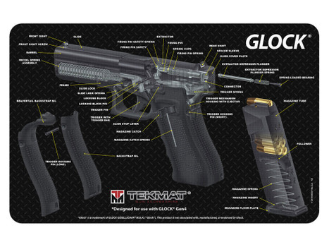 TekMat TEKR17GLOCKCA Cleaning Mat Multi-Color Rubber 11"x17" Glock 3D Cutaway