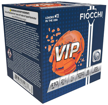 Fiocchi Exacta Target VIP 410 Bore Shotshell Ammunition, 2 1/2 Inch, 1250 FPS, 1 1/8 Ounce, #8 Shot - 25 Cartridge Box ( 25 / 1 )