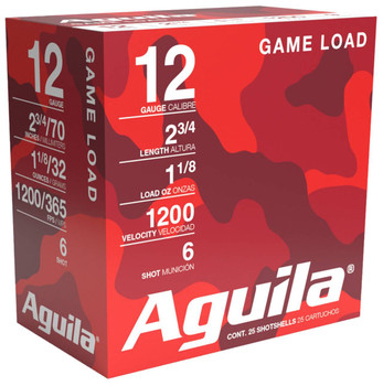 Aguila Field Game Load 12 Gauge Shotshell Ammunition, 2 3/4 Inch, 1200 FPS, 1 1/8 Ounce, #6 Shot - 25 Cartridge Box ( 25 / 1 )