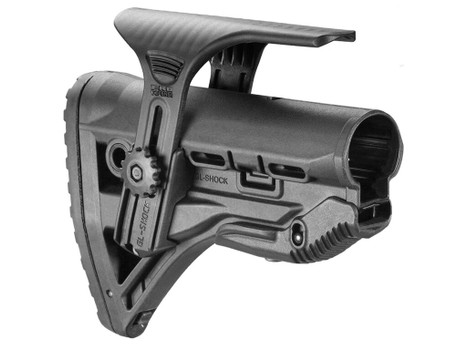 FAB Defense FXGLSHOCKCP GL-Shock CP Buttstock for AR-15/ M16/ M4 w/Adjustable Cheek-Rest & Anti-Rattle Mechanism Black Mil-Spec Reinforced Polymer
