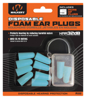 Walkers GWPFP5PKTL Foam Ear Plugs  Foam 33 dB In The Ear Teal 5 Pack UPC: 888151019641