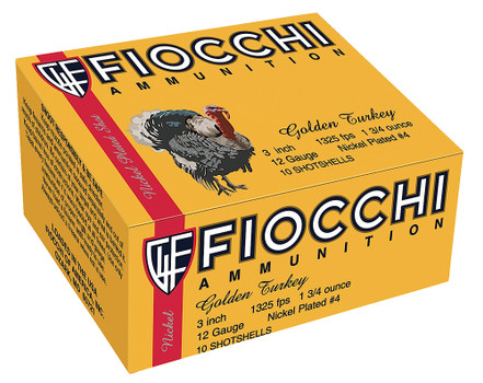 Fiocchi 123TRKC4 Golden Turkey  12 Gauge 3 1 34 oz 4 Shot 10 Per Box10 UPC: 762344703718