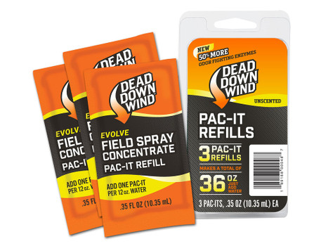 Dead Down Wind 1310 Evolve Field Spray Pac-It Refills Cover Scent Odor Eliminator Unscented Scent 36 oz Concentrate
