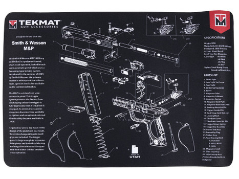 TekMat TEKR17SWMP S&W M&P Cleaning Mat Black/Gray Rubber 11"x17" S&W M&P Parts Diagram