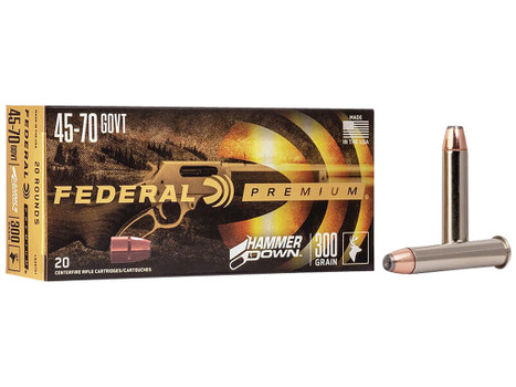 Federal LG45701 Premium HammerDown 45-70Gov 300gr Bonded Soft Point 20 Per Box/10 Case