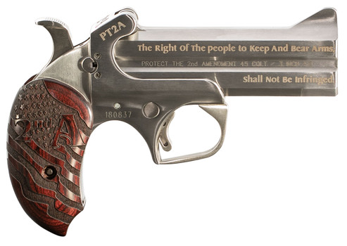 Bond Arms PT2A Protect the 2nd Amendment Derringer Single 45 Colt LC410 Gauge 4.25 2 Round Stainless Steel UPC: 855959001291