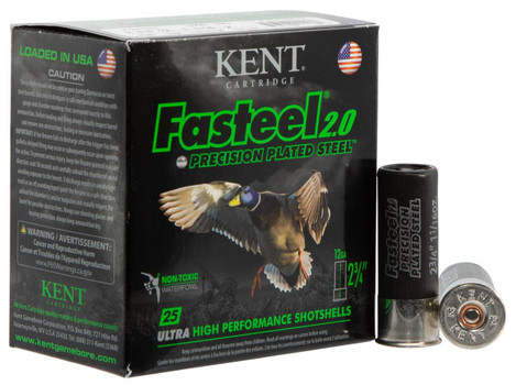 Kent Cartridge Fasteel 2.0 12 Gauge Shotshell Ammunition, 2 3/4 Inch, 1550 FPS, 1 1/16 Ounce, #2 Shot - 25 Cartridge Box ( 25 / 1 )
