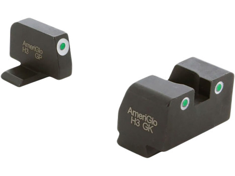 AmeriGlo XD181 Optic Compatible Sight Set for Springfield Armory XD Green Tritium White Outline Front Sight-Green Tritium White Outline Rear Sight