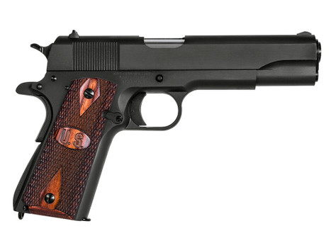 Auto-Ordnance 1911BKO9W 1911 A1 GI Spec 9mm Luger 9+1 5" Stainless Steel Barrel, Matte Black Serrated Carbon Steel Slide & Frame w/Beavertail, Checkered Wood w/Integrated US Logo Grip