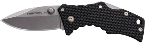 Cold Steel CS7DS Recon 1 Micro 2 Folding Spear Point Plain Stonewashed 4034 SS Blade Black GrivEx Handle Includes Pocket Clip UPC: 705442019244