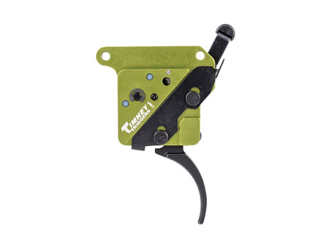 Timney Triggers 510V2THIN Elite Hunter Thin Curved Trigger with 3 lbs Draw Weight & Black/Green Finish for Remington 700 Right