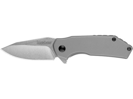 Kershaw 1375 Valve EDC 2.25" Folding Drop Point Plain Stonewashed 4Cr14 Blade, Bead Blasted Stainless Steel Handle
