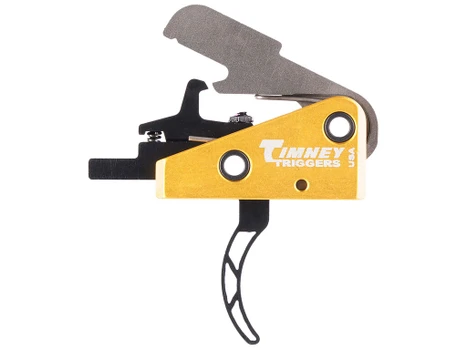 Timney Triggers 661S Competition Trigger Single-Stage Skeletonized Curved Trigger with 3 lbs Draw Weight & Black/Gold Finish for AR-15
