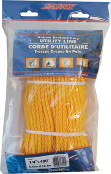 SS HOLLOW BRAID ROPE 1/4"x100' YEL UPC: 737765131419