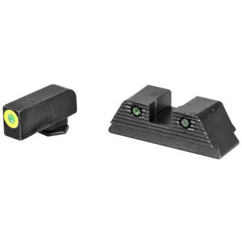 AmeriGlo GL821 Trooper Sight Set for Glock  Black  Green Tritium with Lumigreen Outline Front Sight Green Tritium with Black Outline Rear Sight UPC: 644406911364