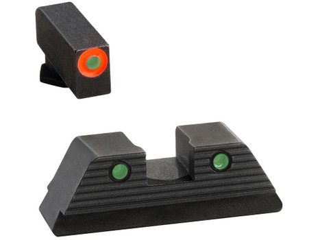 AmeriGlo GL816 Trooper Sight Set for Glock Green Tritium Orange Outline Front Sight-Green Tritium Black Outline Rear Sight