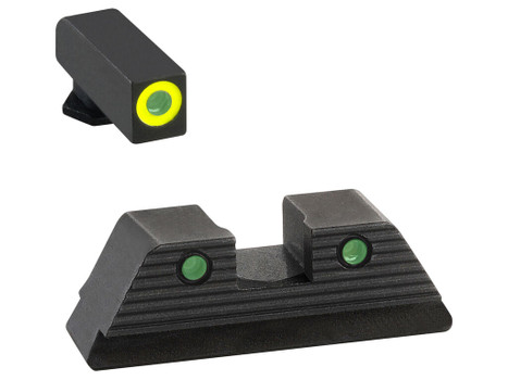 AmeriGlo GL819 Trooper Sight Set for Glock Green Tritium LumiGreen Outline Front Sight-Green Tritium Black Outline Rear Sight