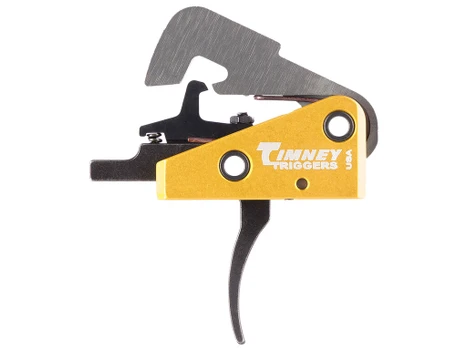 Timney Triggers 670 Competition Trigger Single-Stage Curved Trigger with 4 lbs Draw Weight & Black/Gold Finish for AR-10