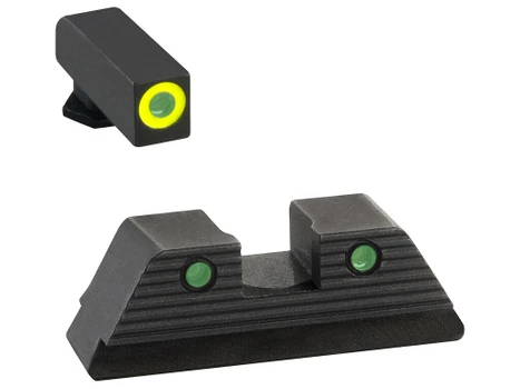 AmeriGlo GL820 Trooper Sight Set for Glock Green Tritium Lumigreen Outline Front Sight-Green Tritium Black Outline Rear Sight
