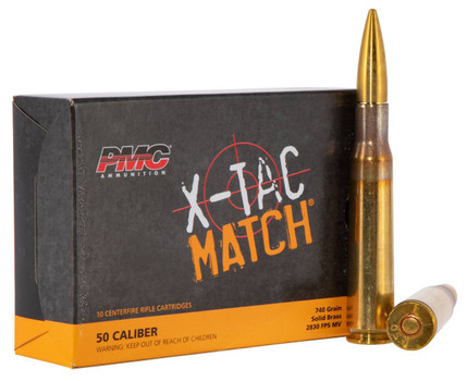 PMC 50XM XTac Match  50 BMG 740 gr Solid Brass 10 Per Box 20 UPC: 741569060387