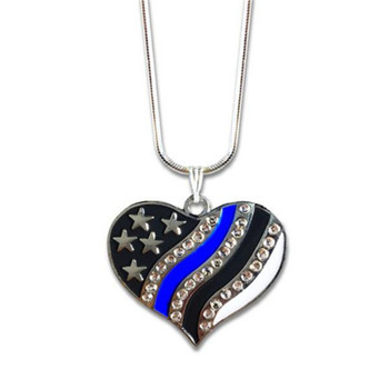 Thin Blue Line Heart Necklace UPC: 704438920298