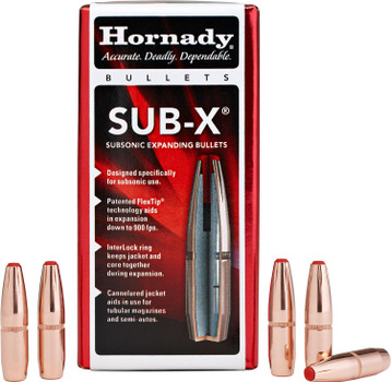 Hornady 30730 SubX  30 Cal .308 190 gr Subsonic eXpanding 100 Per Box 15 Case UPC: 090255307306