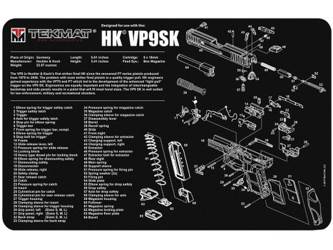 TekMat TEKR17HKVP9SK HK VP9SK Cleaning Mat Black/White Rubber 11"x17" HK VP9SK Parts Diagram