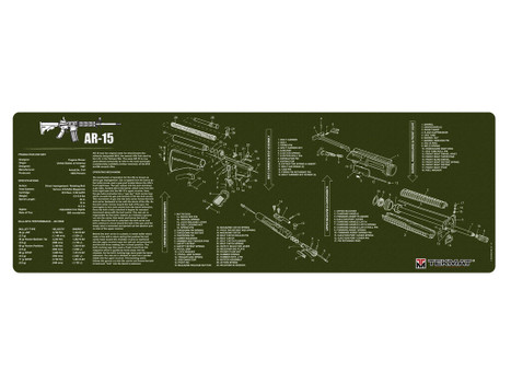TekMat TEKR36AR15OD AR-15 Cleaning Mat OD Green Rubber 12"x36" AR-15 Parts Diagram