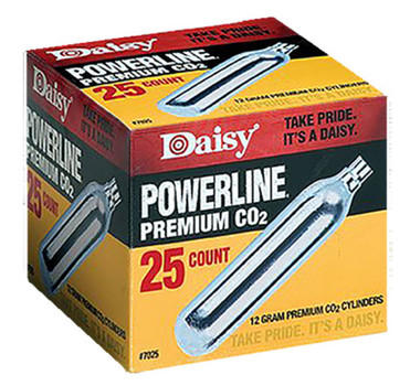 Daisy 7025 Powerline CO2 Cylinder 12 gram 25 Per Pack UPC: 039256070253