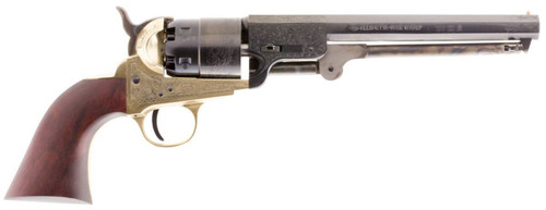 Traditions FR185118 1851 Navy Break Open 44 Cal 11 Percussion 7.50 6 Shot Brass Engraved Frame Blued Engraved Barrel Blued Cylinder Walnut Grip UPC: 040589022710
