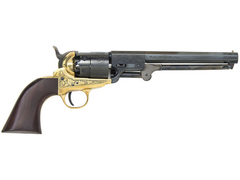 Traditions FR185118 1851 Navy Break Open 44 Cal #11 Percussion 7.50" 6 Shot Brass Engraved Frame Blued Engraved Barrel Blued Cylinder Walnut Grip