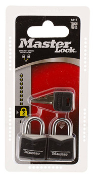 Master Lock 121T Padlock Keyed Open With Key Keyed Alike Steel VinylCovered 2 Per Pkg UPC: 071649002250
