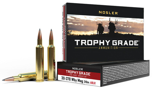 Nosler Trophy Grade Long Range Hyper Velocity Centerfire Ammunition, 30-378 Weatherby Mag, Nosler Spitzer AccuBond Long Range, 210 Grain - 20 Cartridge Box ( 20 / 1 )