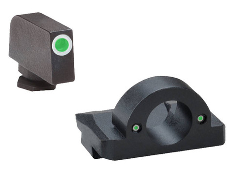 AmeriGlo GL126 Ghost Ring Sight Set for Glock  Black  Green Tritium with White Outline Front Sight Green Tritium Rear Sight UPC: 644406900443