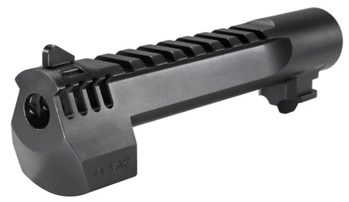 Magnum Research BAR446IMB Replacement Barrel  44 Rem Mag 6 Black Finish Steel Material with Fixed Front Sight Picatinny Rail  Muzzle Brake for Desert Eagle Mark XIX UPC: 761226087243