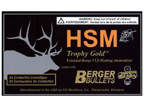 HSM 7RUM180VLD Trophy Gold Extended Range 7mm RUM 180 gr Berger Hunting VLD Match 20 Per Box/ 20 Case