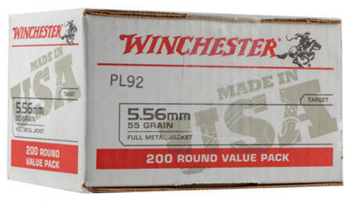 Winchester USA White Box Hyper Velocity Centerfire Ammunition, 5.56 x 45mm NATO, Full Metal Jacket, 55 Grain - 200 Cartridge Box ( 200 / 1 )