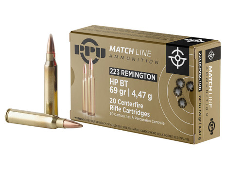 PPU PPM2231 Match 223Rem 69gr Hollow Point Boat Tail 20 Per Box/50 Case