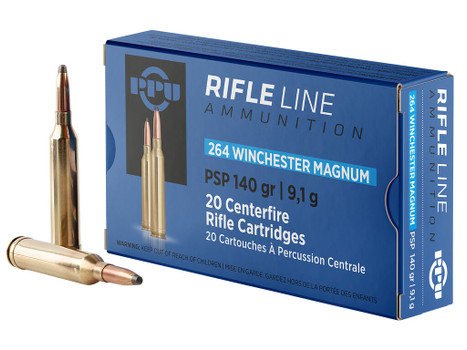 PPU PP264 Standard Rifle 264WinMag 140gr Pointed Soft Point 20 Per Box/10 Case
