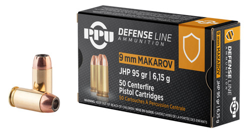 PPU PPD9M Defense  9x18 Makarov 95 gr Jacket Hollow Point 50 Per Box 20 UPC: 8605003813293