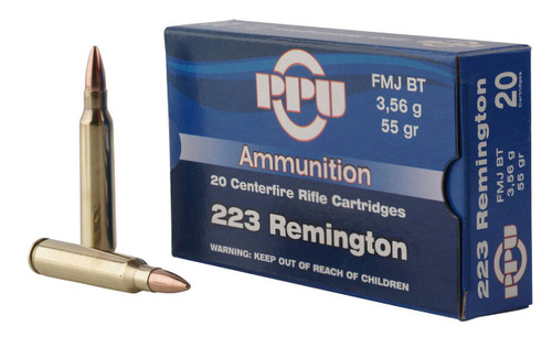 PPU PP223F1 Standard Rifle  223 Rem 55 gr Full Metal Jacket BoatTail FMJBT 20 Per Box 50 UPC: 8605003817055