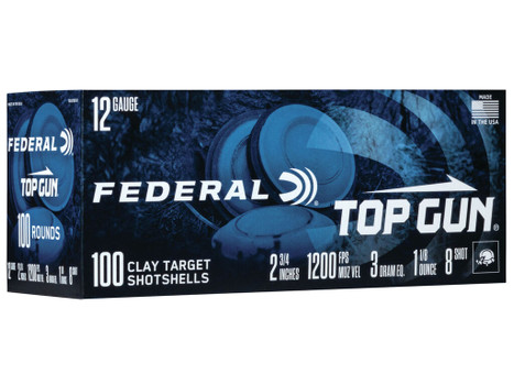 Federal TG121008 Top Gun 12Gauge 2.75" 1 1/8oz 8Shot 100 Per Box/2 Case