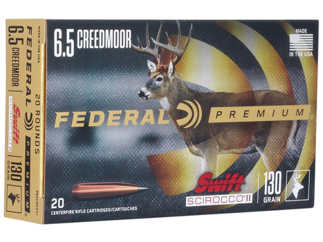 Federal P65CRDSS1 Premium 6.5Creedmoor 130gr Swift Scirocco II 20 Per Box/10 Case